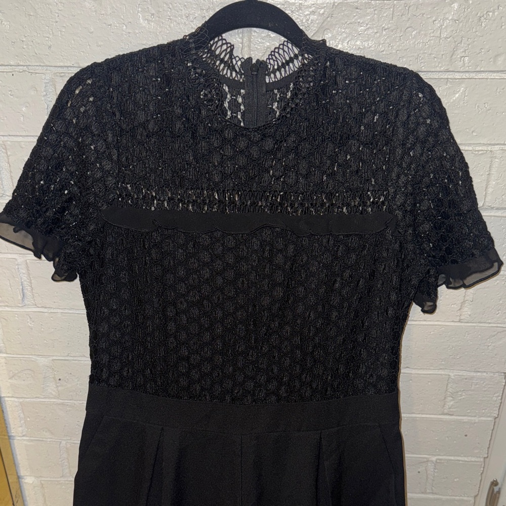 Chelsea28 Black Lace Short-Sleeve Jumpsuit
